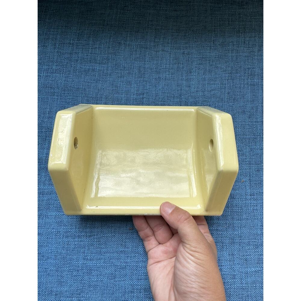 Vintage MCM Yellow Ceramic Tile TP Toilet Paper Holder